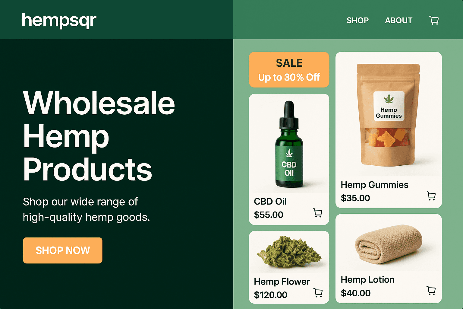 hempsqr.com website mockup
